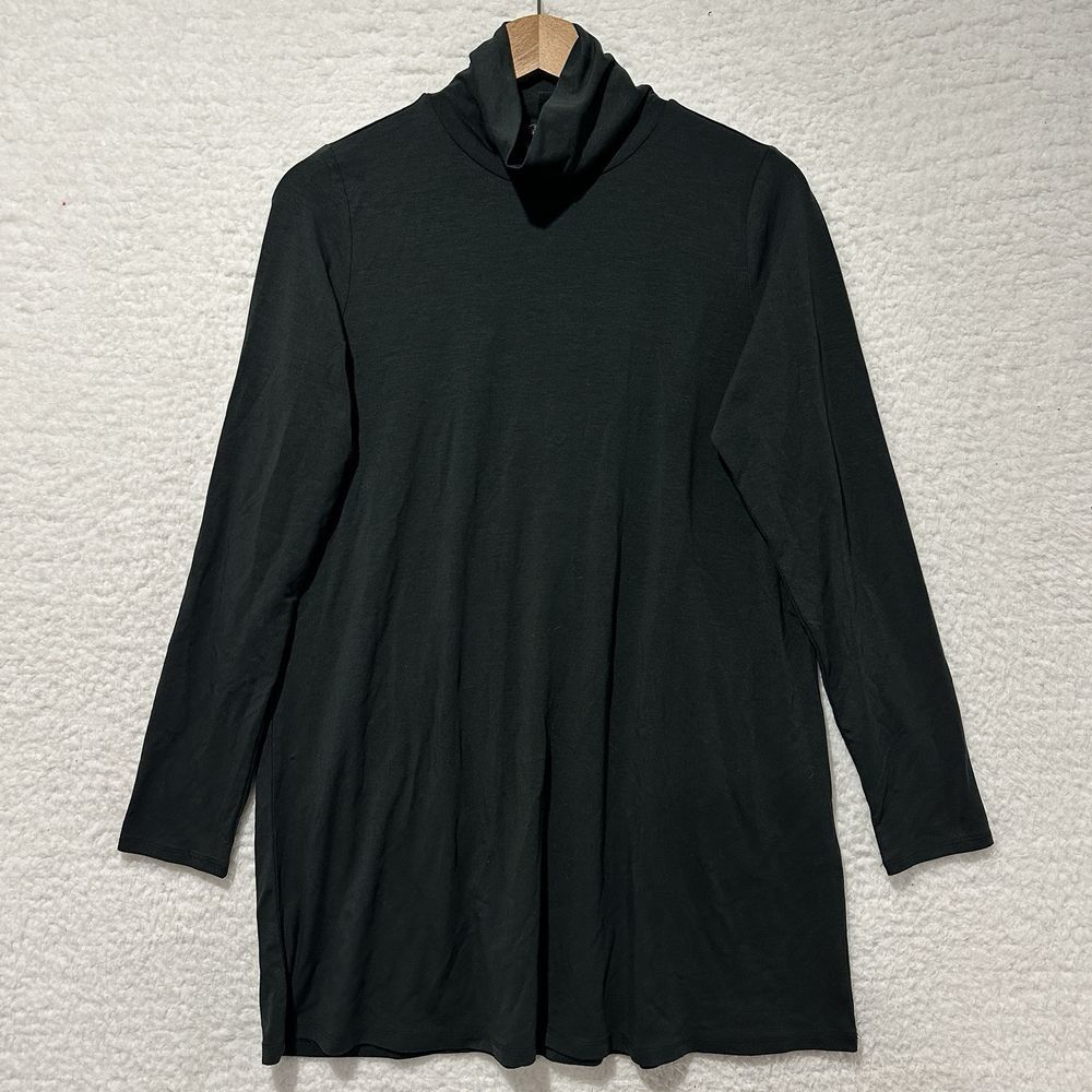Eileen Fisher Scrunch neck Jersey Tunic Black Size XS/TP